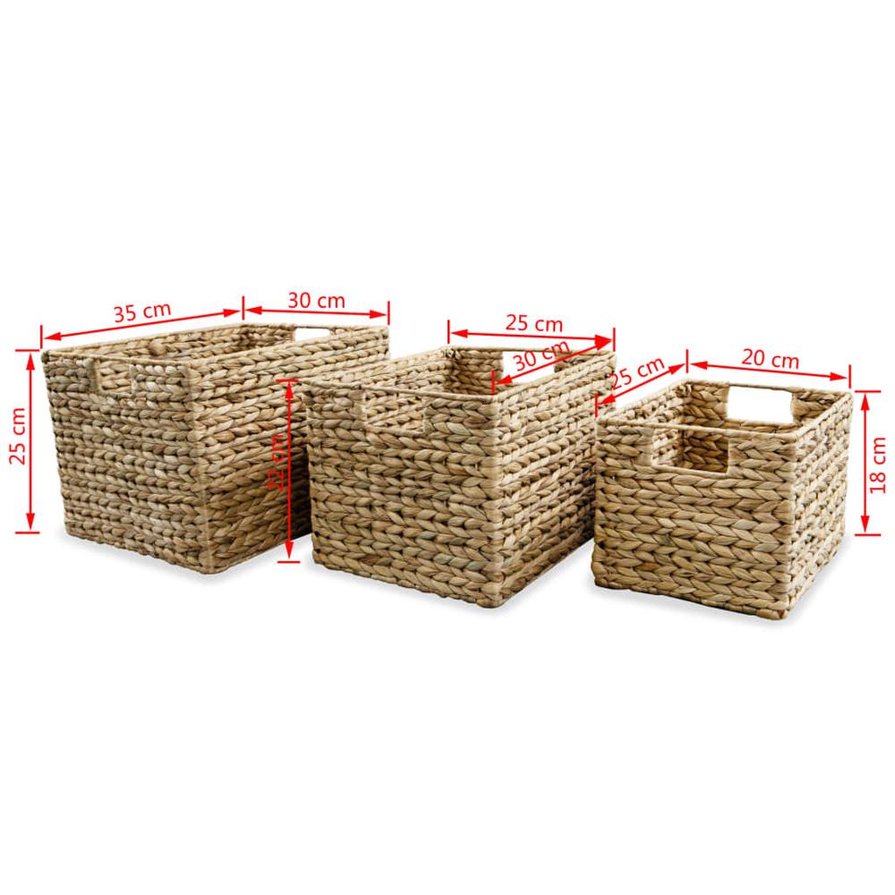 vidaXL Storage Basket Set 3 Pieces Water Hyacinth, 245490. Picture 6