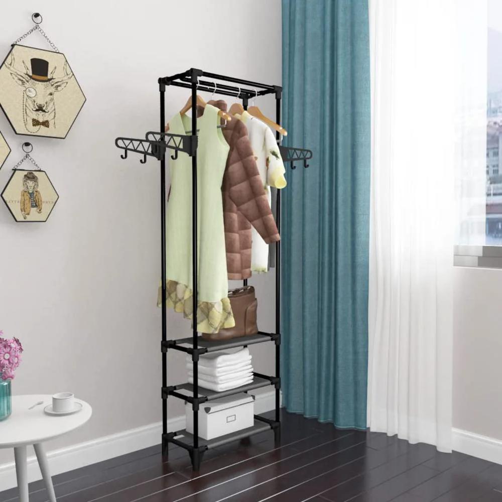 Clothes Rack Steel and Non-woven Fabric 21.7"x11.2"x68.9" Black. Picture 7
