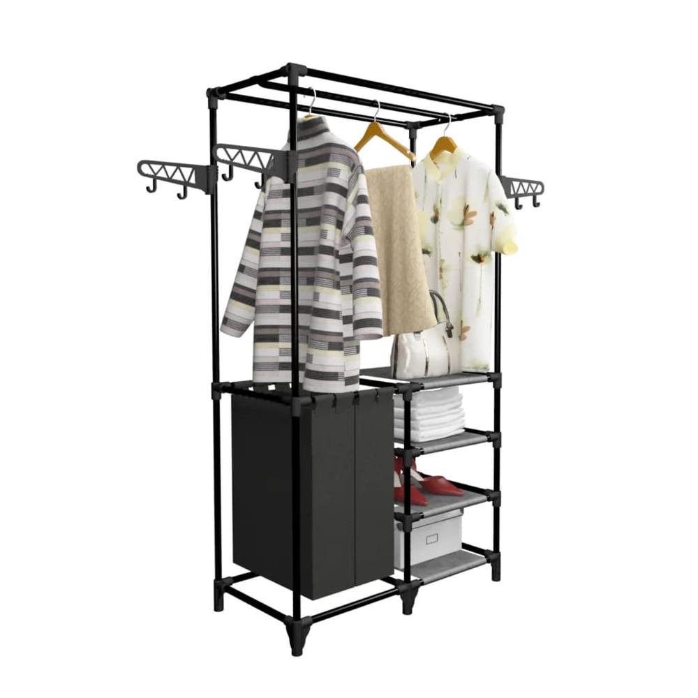 Clothes Rack Steel and Non-woven Fabric 34.3"x17.3"x62.2" Black. Picture 4