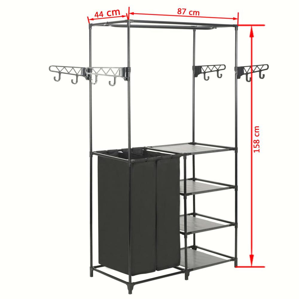 Clothes Rack Steel and Non-woven Fabric 34.3"x17.3"x62.2" Black. Picture 6
