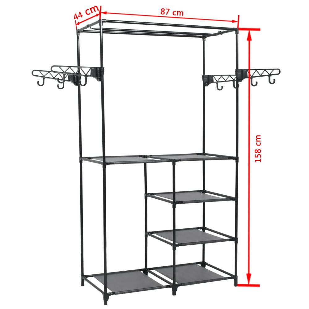 Clothes Rack Steel and Non-woven Fabric 34.3"x17.3"x62.2" Black. Picture 5