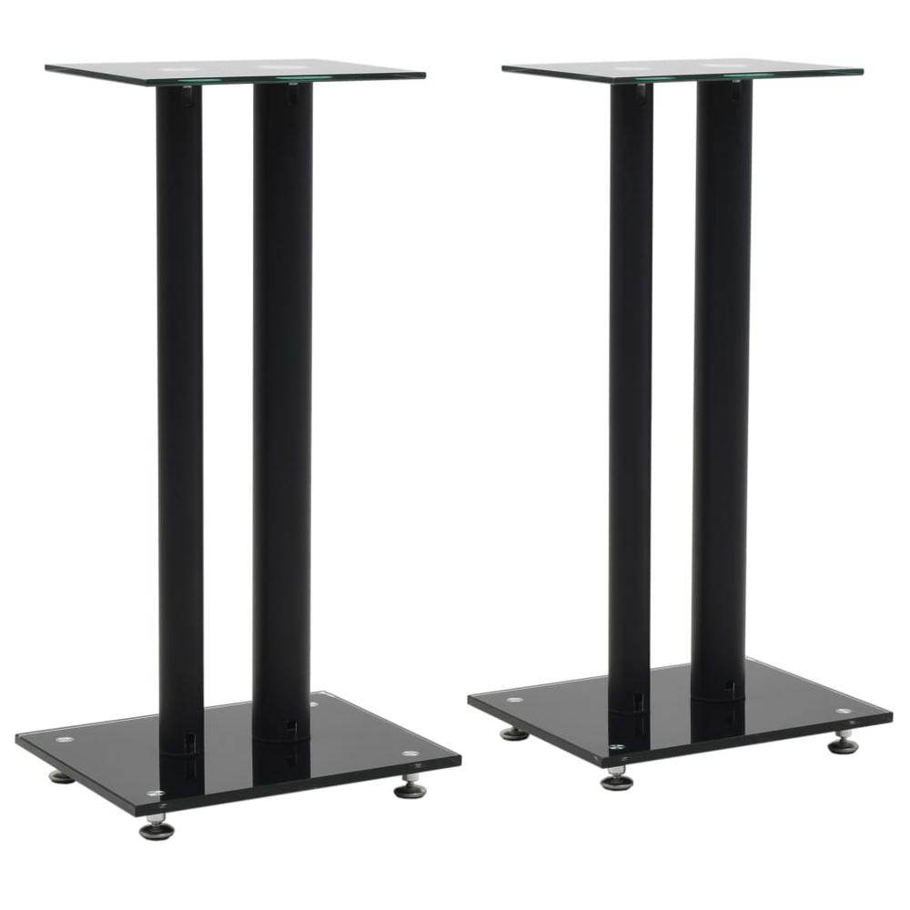 vidaXL Speaker Stands 2 pcs Tempered Glass 2 Pillars Design Black, 50673. Picture 1