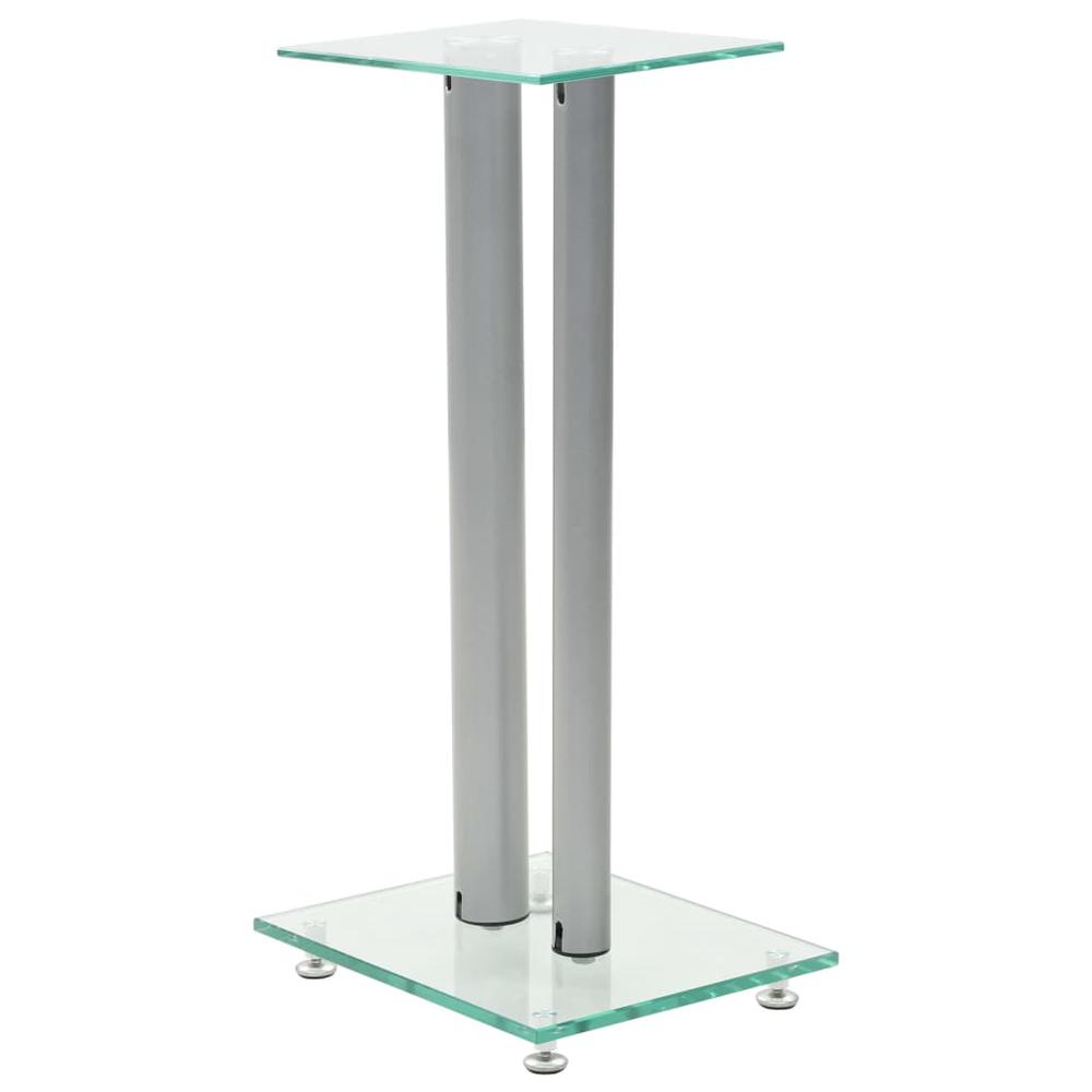 vidaXL Speaker Stands 2 pcs Tempered Glass 2 Pillars Design Silver, 50674. Picture 2
