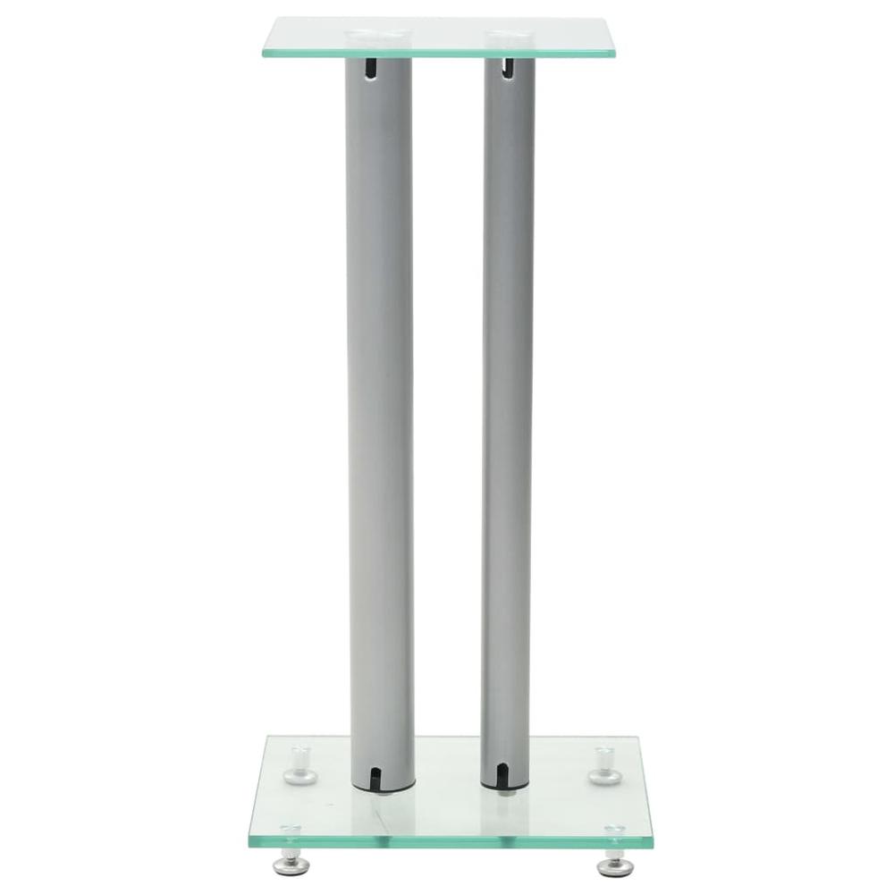 vidaXL Speaker Stands 2 pcs Tempered Glass 2 Pillars Design Silver, 50674. Picture 3