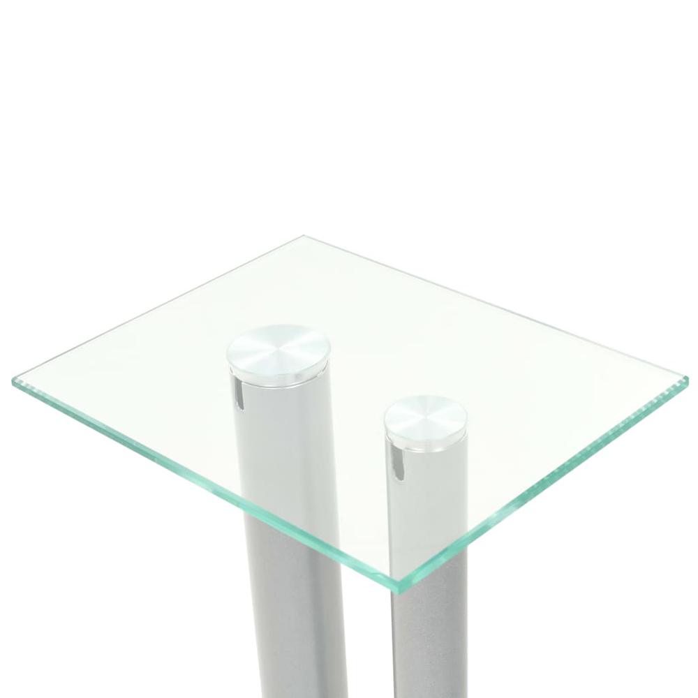vidaXL Speaker Stands 2 pcs Tempered Glass 2 Pillars Design Silver, 50674. Picture 4