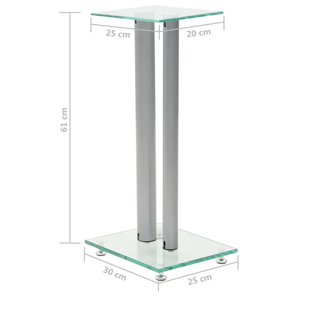 vidaXL Speaker Stands 2 pcs Tempered Glass 2 Pillars Design Silver, 50674. Picture 7