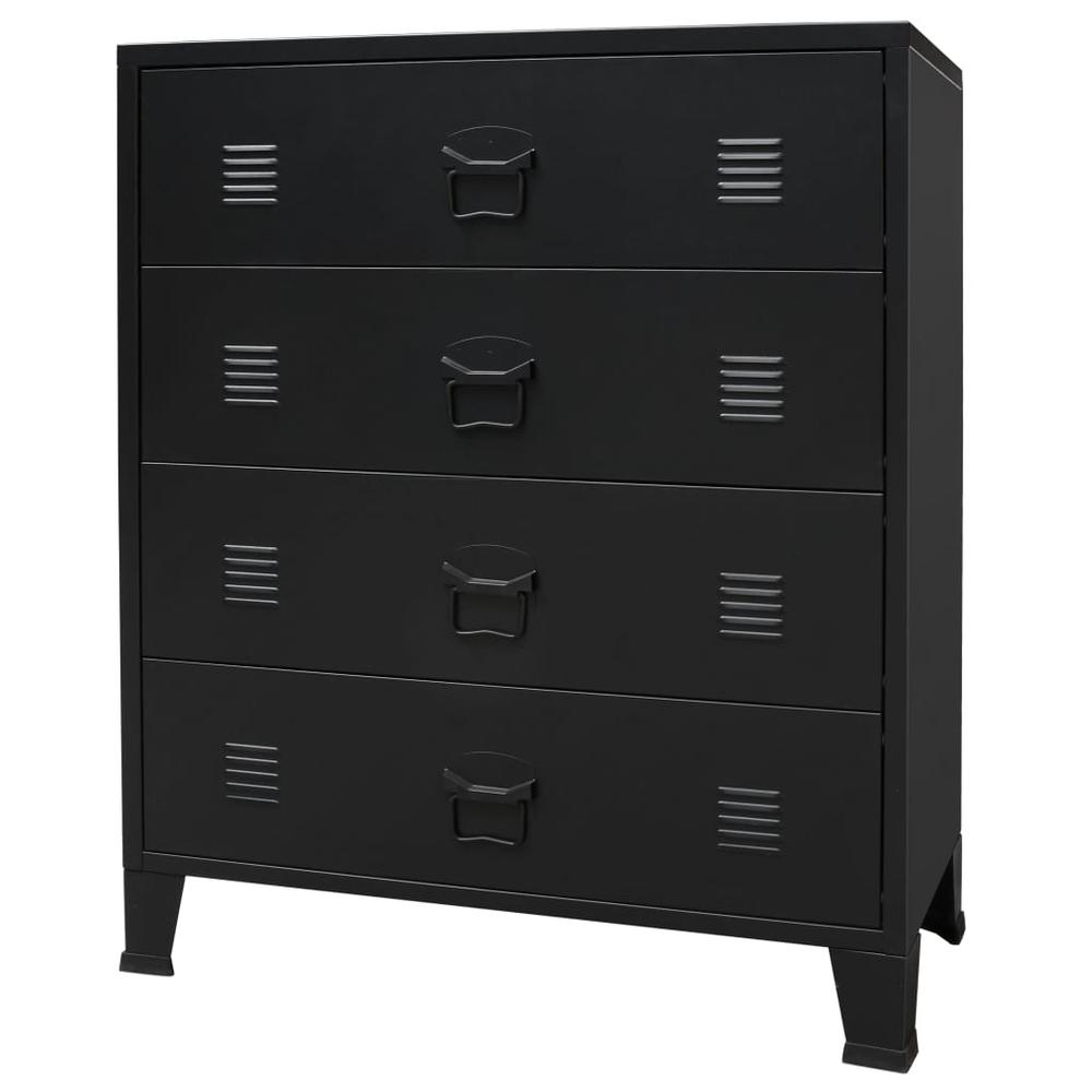 vidaXL Chest of Drawers Metal Industrial Style 30.7"x15.7"x36.6" Black, 245963. Picture 1