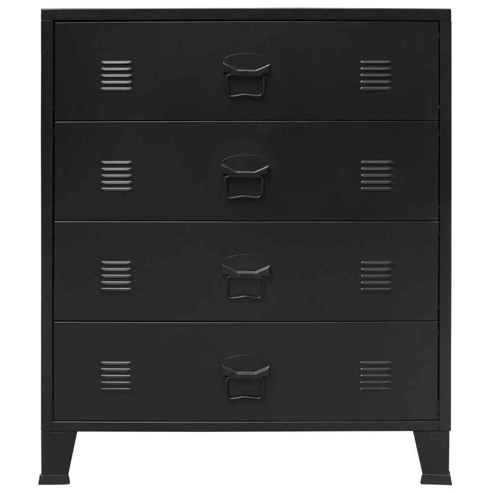 vidaXL Chest of Drawers Metal Industrial Style 30.7"x15.7"x36.6" Black, 245963. Picture 2