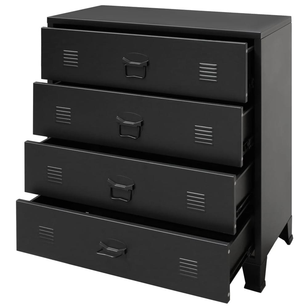 vidaXL Chest of Drawers Metal Industrial Style 30.7"x15.7"x36.6" Black, 245963. Picture 3