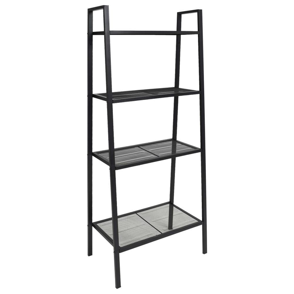 vidaXL Ladder Bookcase 4 Tiers Metal Black, 245972. Picture 1