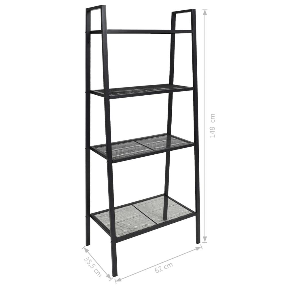 vidaXL Ladder Bookcase 4 Tiers Metal Black, 245972. Picture 6