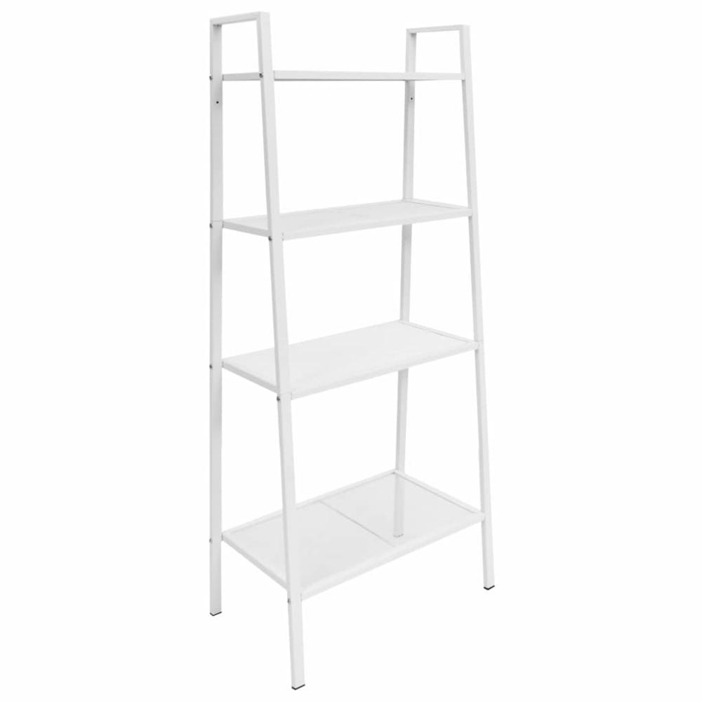 vidaXL Ladder Bookcase 4 Tiers Metal White, 245973. Picture 1