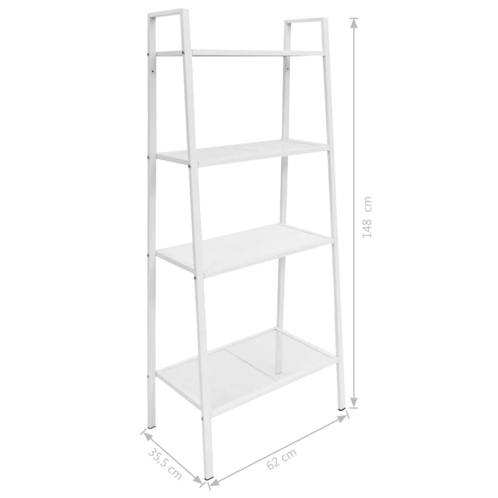 vidaXL Ladder Bookcase 4 Tiers Metal White, 245973. Picture 6