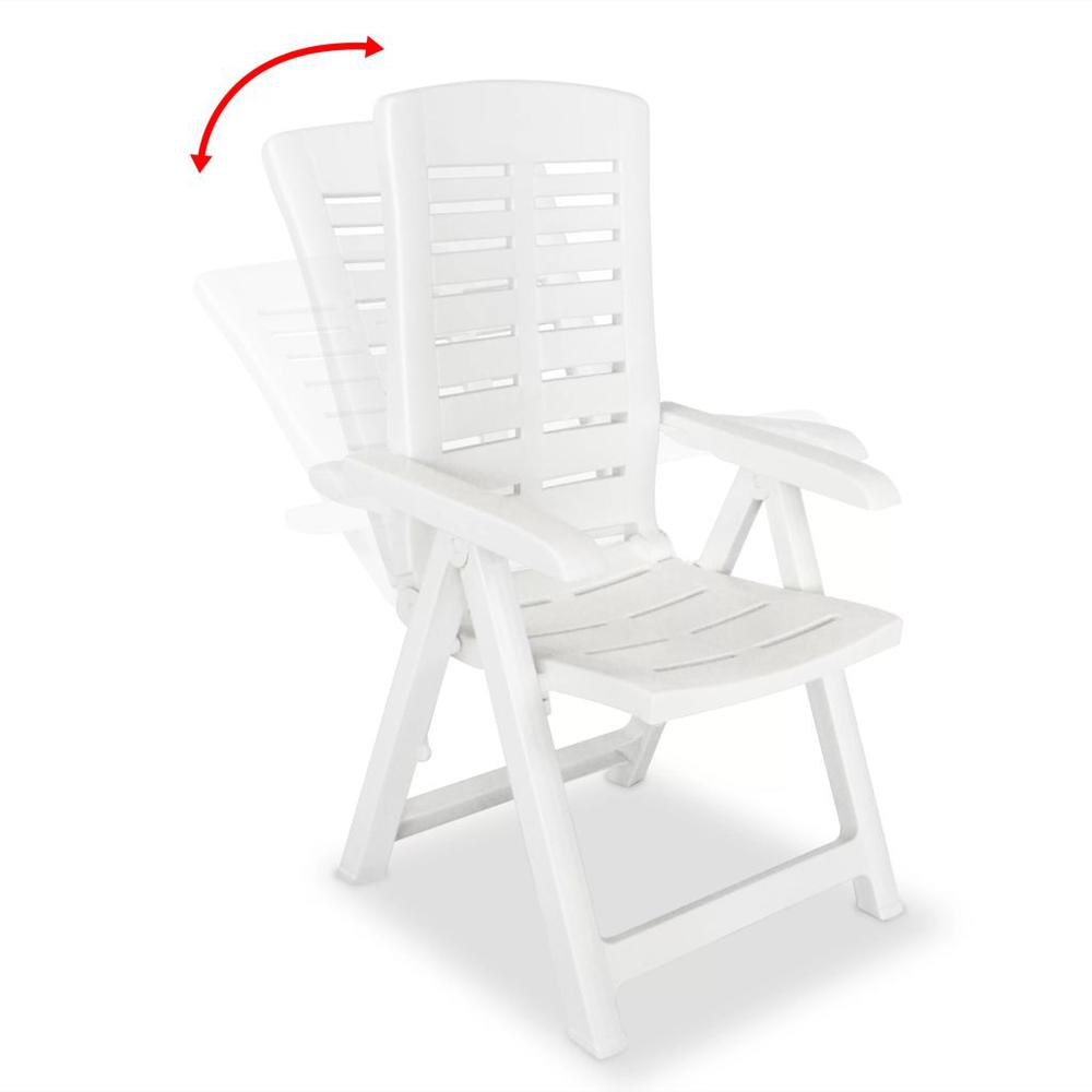 vidaXL Reclining Garden Chairs 2 pcs Plastic White, 43895. Picture 2