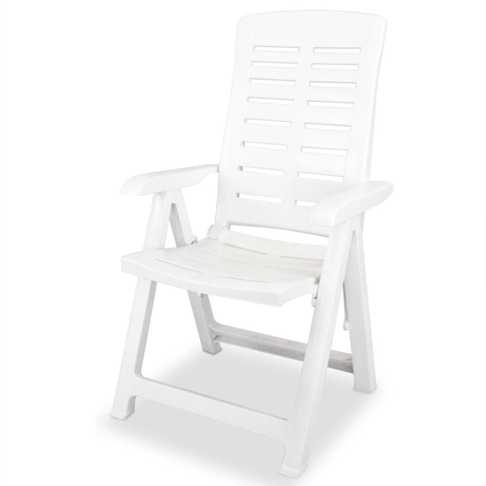 vidaXL Reclining Garden Chairs 2 pcs Plastic White, 43895. Picture 3