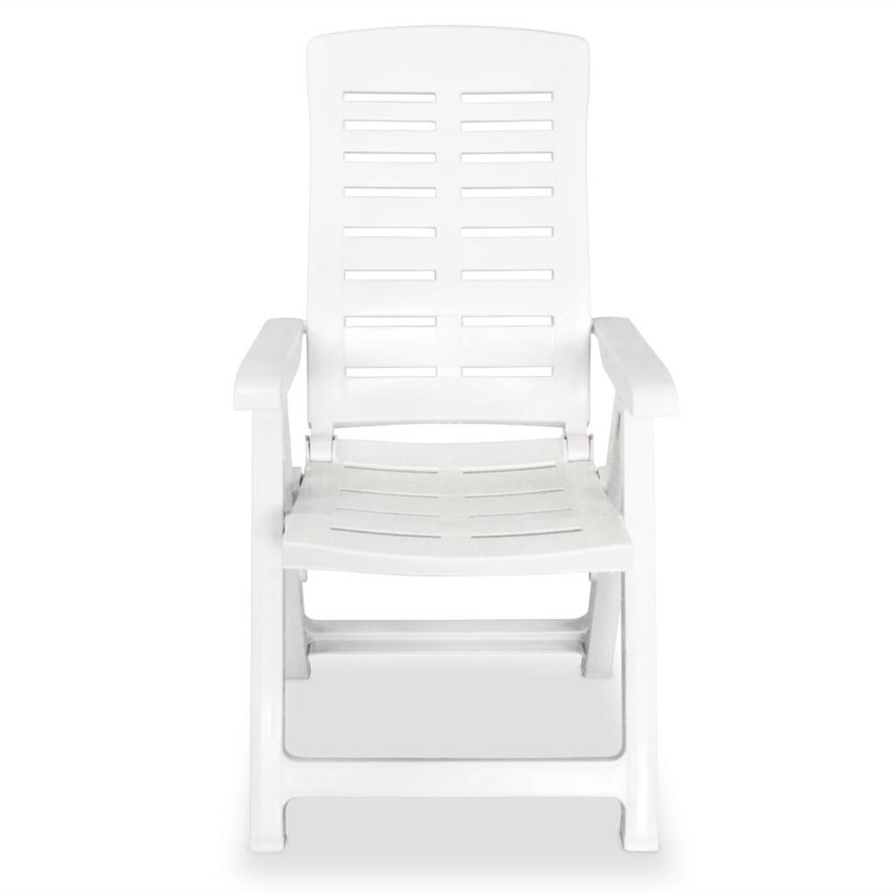vidaXL Reclining Garden Chairs 2 pcs Plastic White, 43895. Picture 5