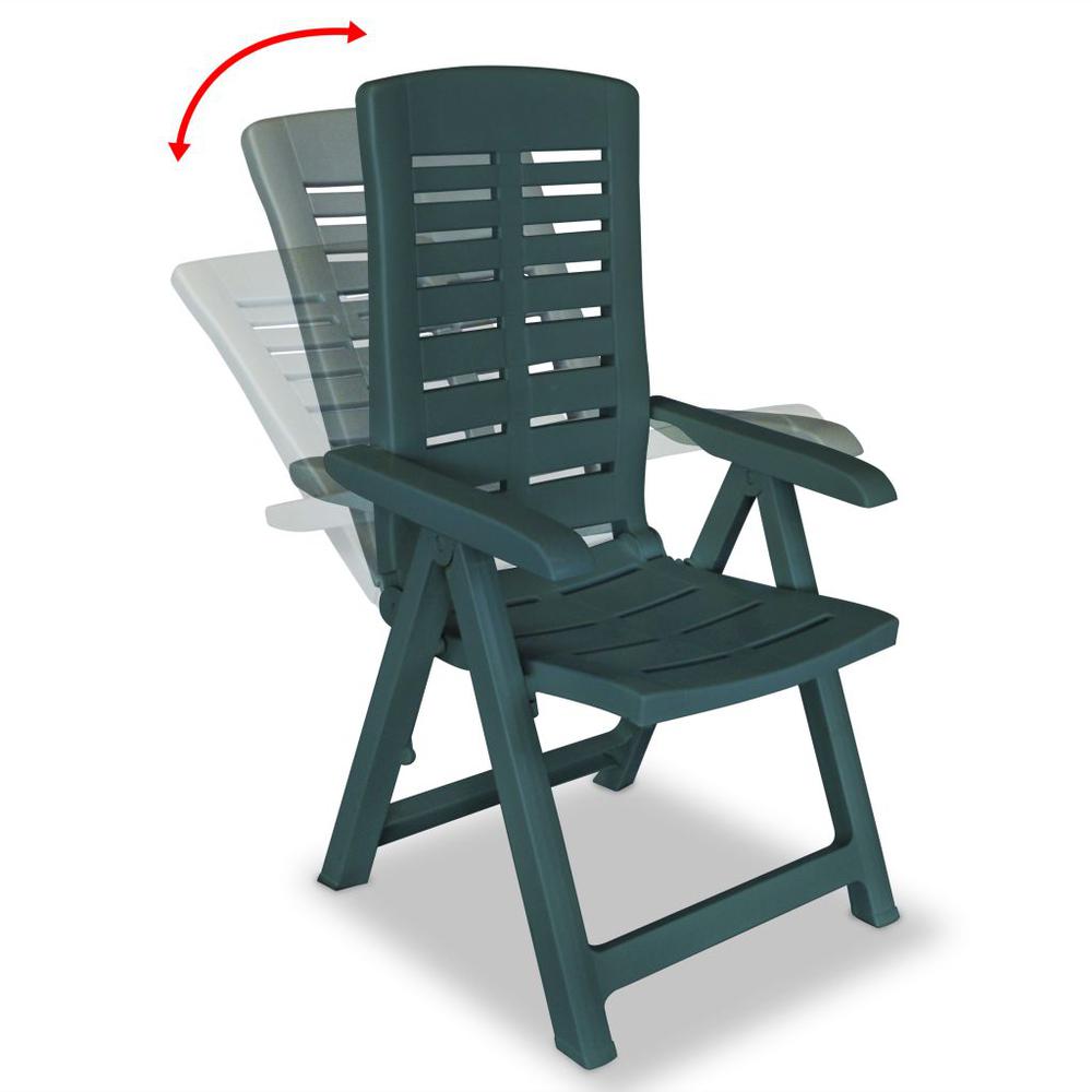 vidaXL Reclining Garden Chairs 2 pcs Plastic Green, 43896. Picture 2
