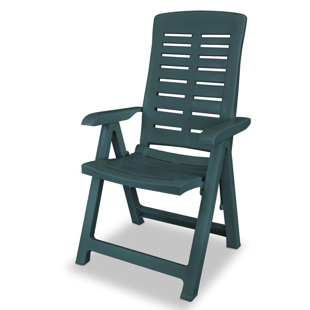 vidaXL Reclining Garden Chairs 2 pcs Plastic Green, 43896. Picture 3