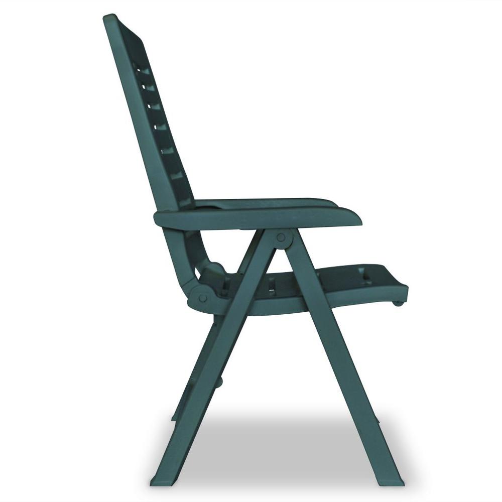 vidaXL Reclining Garden Chairs 2 pcs Plastic Green, 43896. Picture 4