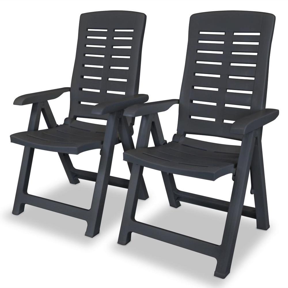 vidaXL Reclining Garden Chairs 2 pcs Plastic Anthracite, 43897. Picture 1