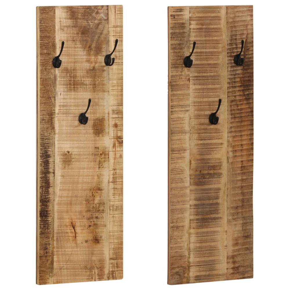 vidaXL Wall-mounted Coat Racks 2 pcs Solid Mango Wood 14.2"x43.3"x1.2", 246025. Picture 1
