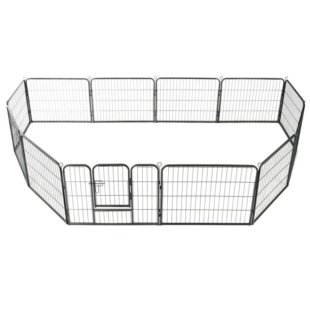 vidaXL Dog Playpen 12 Panels Steel 31.5"x23.6" Black, 170573. Picture 3