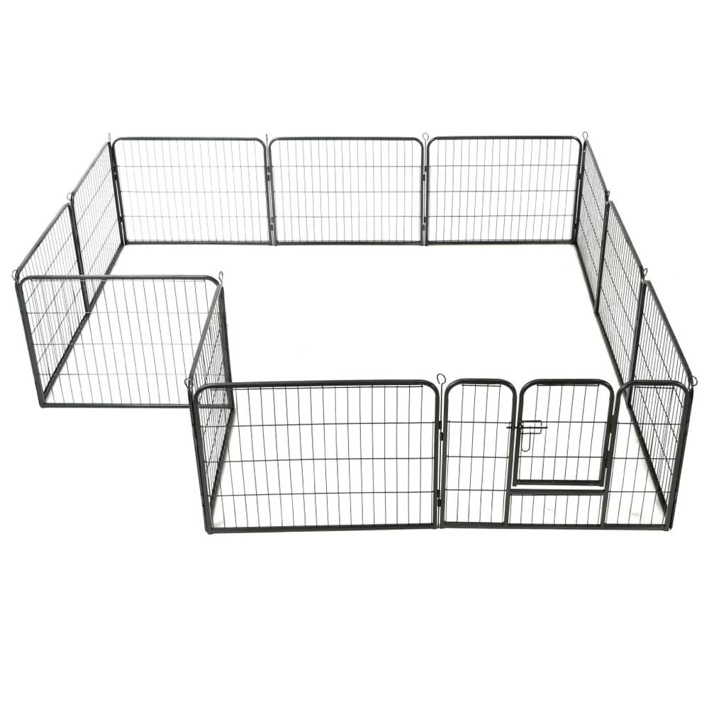 vidaXL Dog Playpen 12 Panels Steel 31.5"x23.6" Black, 170573. Picture 4