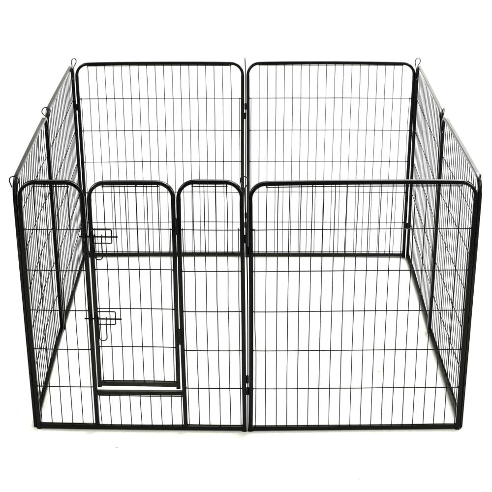 vidaXL Dog Playpen 8 Panels Steel 31.5"x39.4" Black, 170574. Picture 6