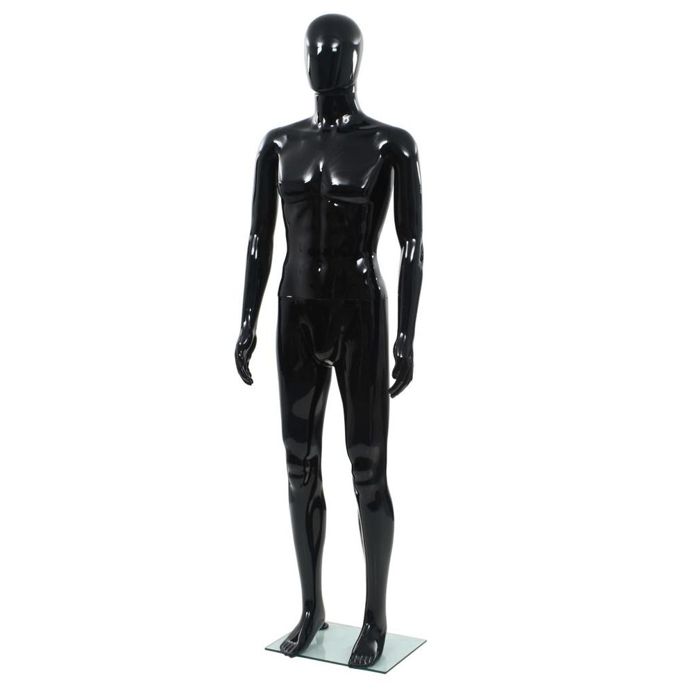 vidaXL Full Body Male Mannequin with Glass Base Glossy Black 72.8", 142927. Picture 1