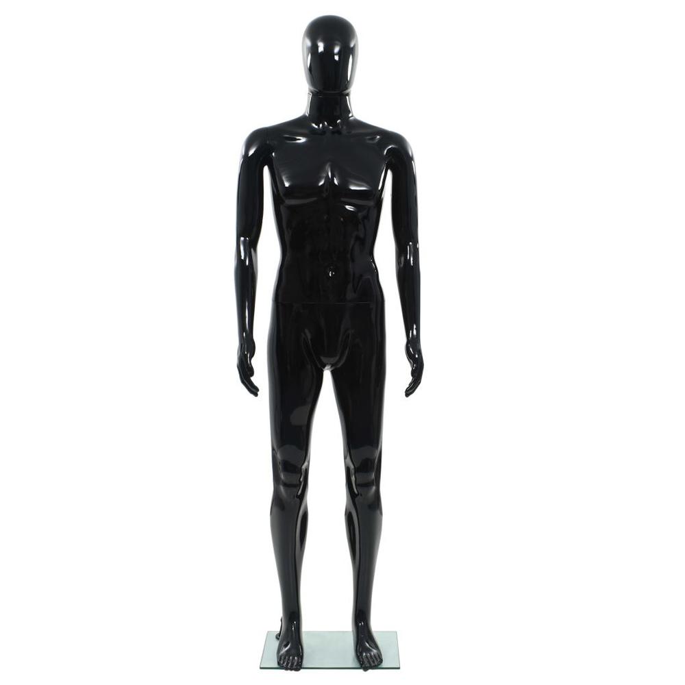 vidaXL Full Body Male Mannequin with Glass Base Glossy Black 72.8", 142927. Picture 3