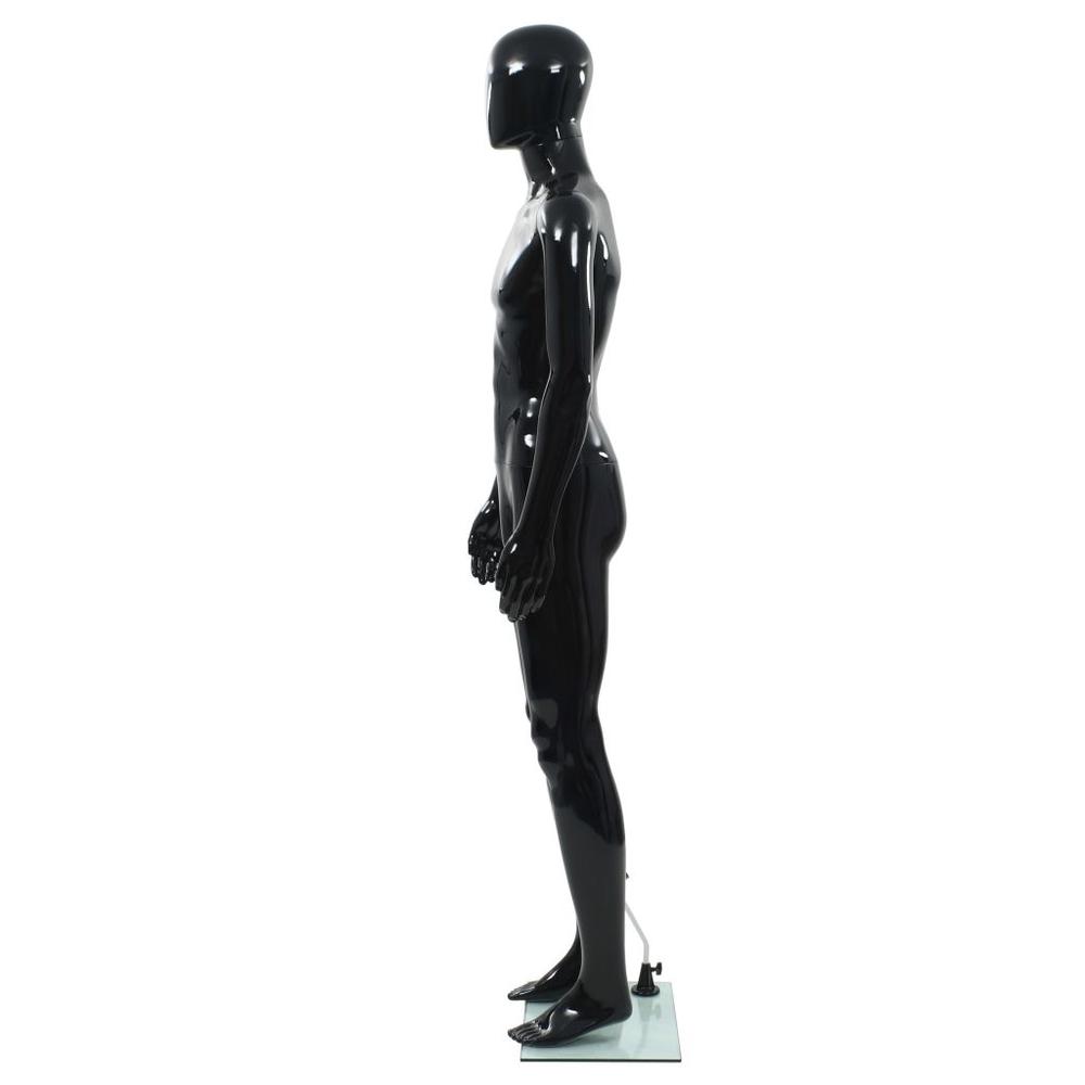 vidaXL Full Body Male Mannequin with Glass Base Glossy Black 72.8", 142927. Picture 4
