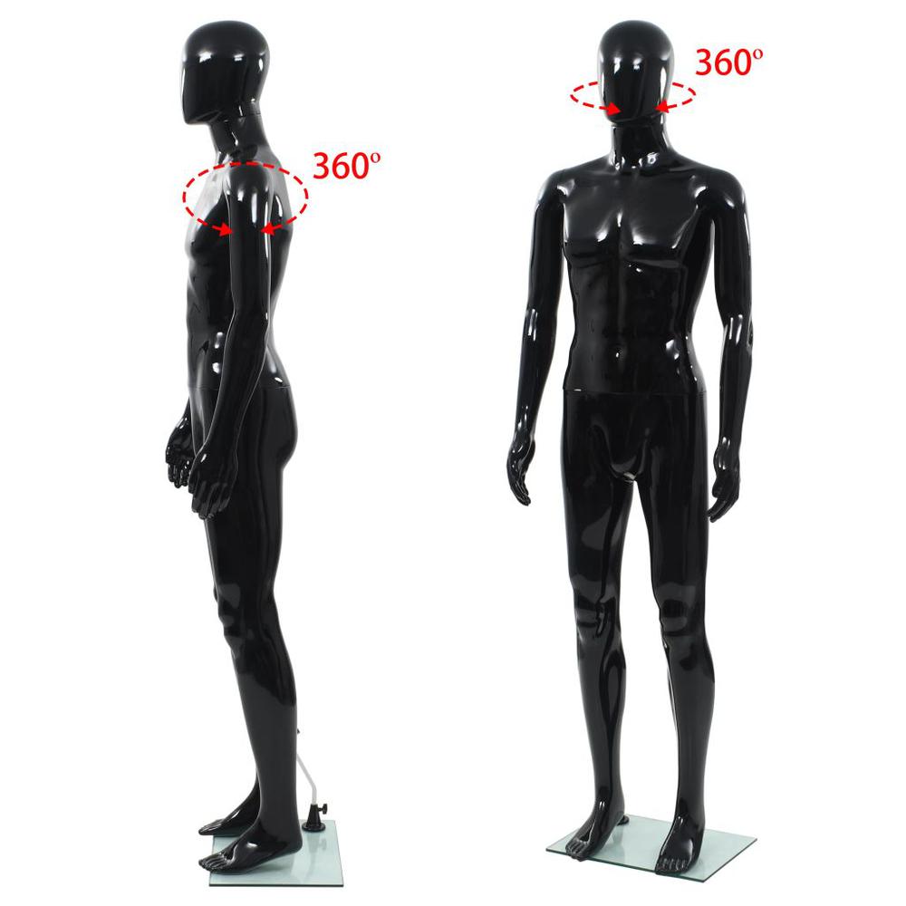 vidaXL Full Body Male Mannequin with Glass Base Glossy Black 72.8", 142927. Picture 6