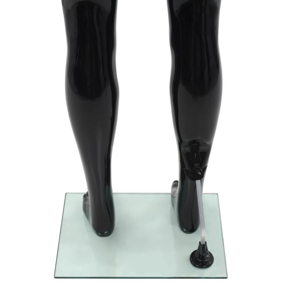 vidaXL Full Body Male Mannequin with Glass Base Glossy Black 72.8", 142927. Picture 7