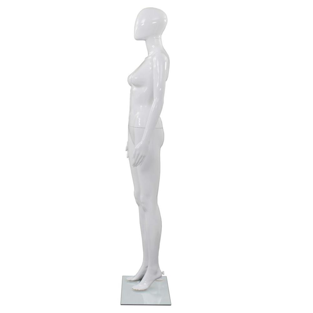 vidaXL Full Body Female Mannequin with Glass Base Glossy White 68.9", 142928. Picture 4