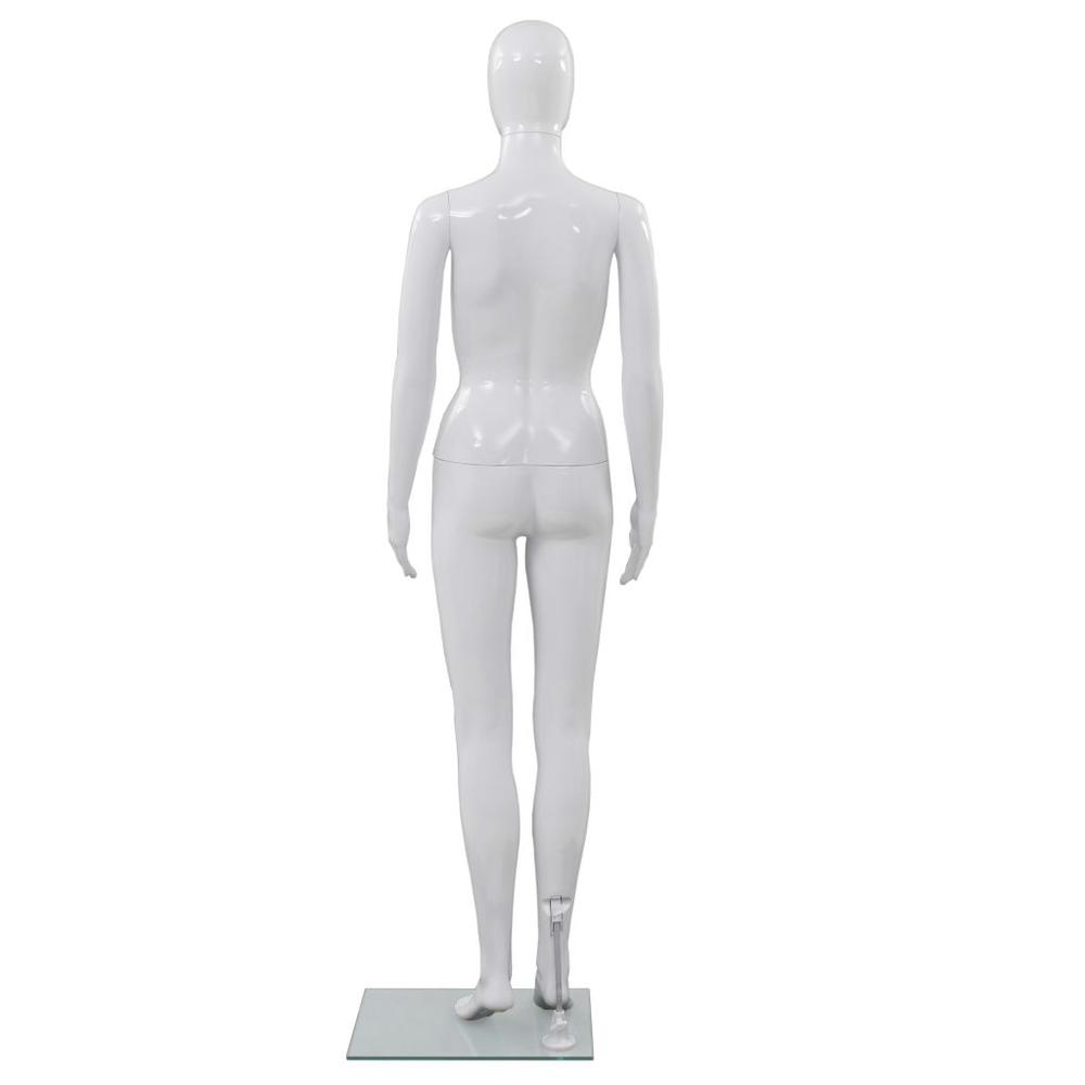 vidaXL Full Body Female Mannequin with Glass Base Glossy White 68.9", 142928. Picture 5