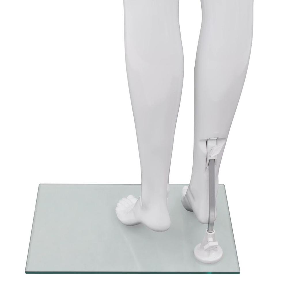 vidaXL Full Body Female Mannequin with Glass Base Glossy White 68.9", 142928. Picture 7