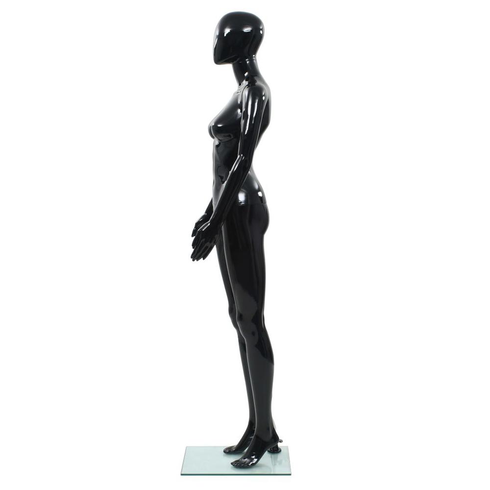 vidaXL Full Body Female Mannequin with Glass Base Glossy Black 68.9", 142929. Picture 4