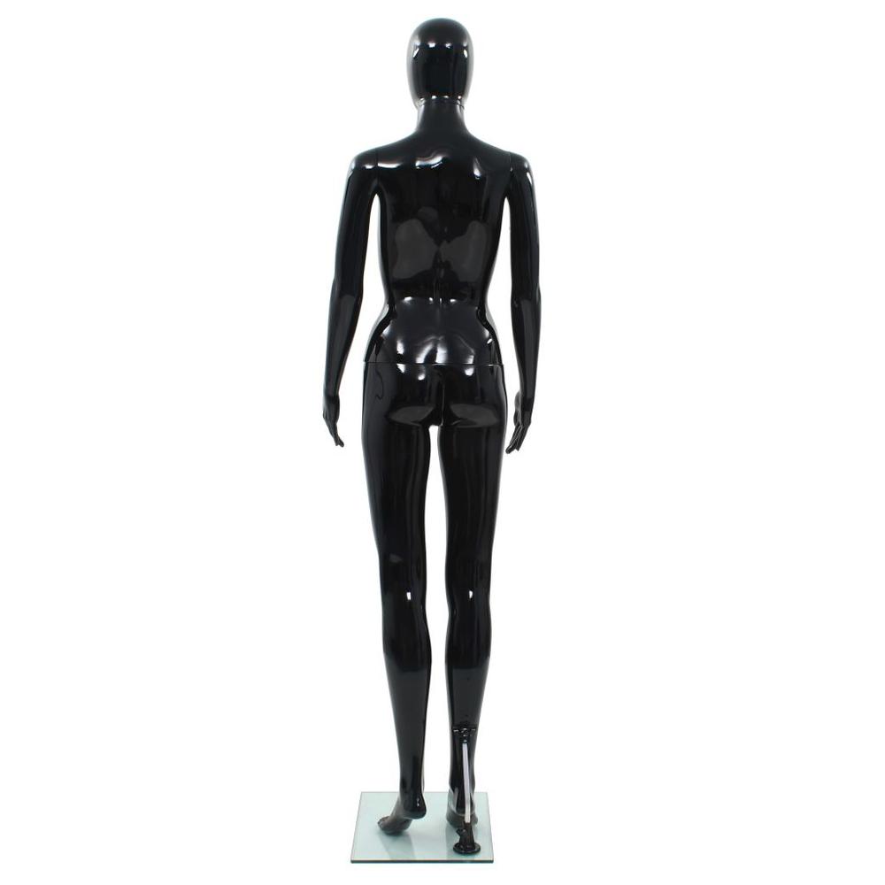 vidaXL Full Body Female Mannequin with Glass Base Glossy Black 68.9", 142929. Picture 5