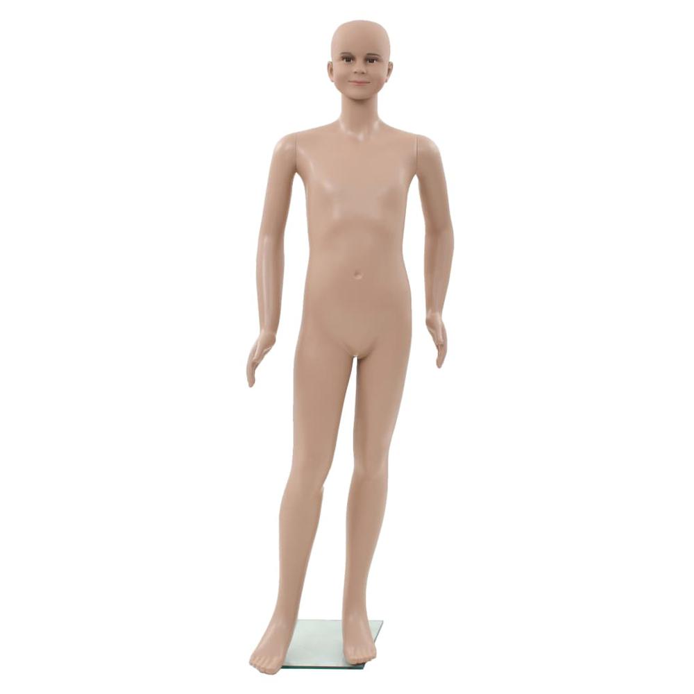 vidaXL Full Body Child Mannequin with Glass Base Beige 55.1", 142931. Picture 3
