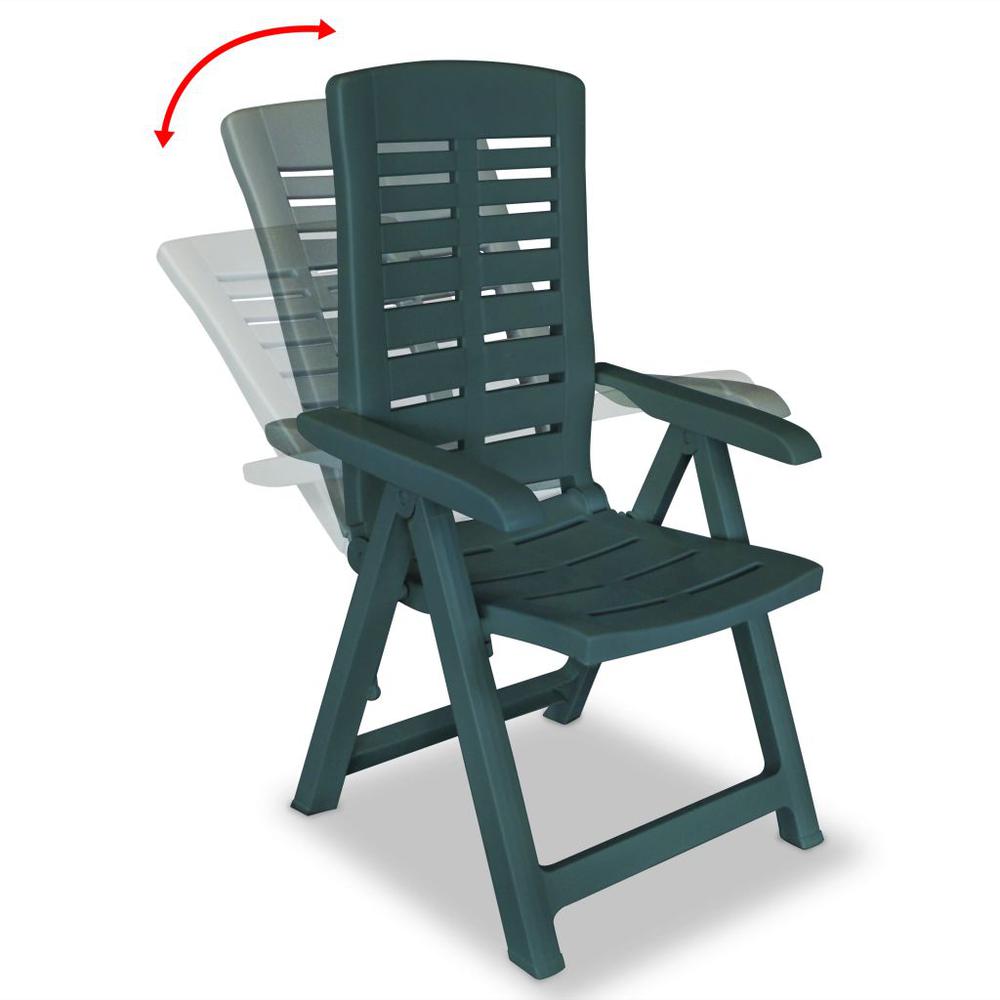 vidaXL Reclining Garden Chairs 4 pcs Plastic Green, 275069. Picture 2