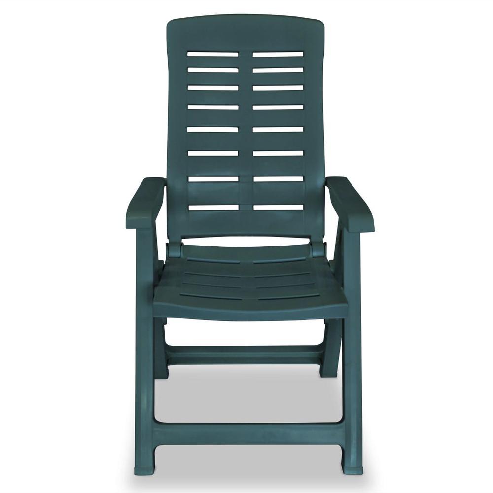 vidaXL Reclining Garden Chairs 4 pcs Plastic Green, 275069. Picture 4