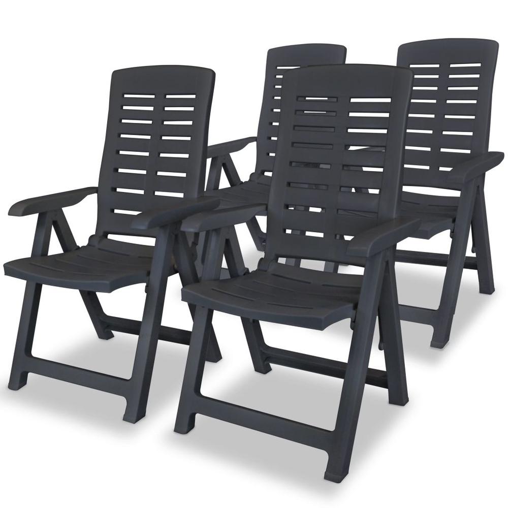 vidaXL Reclining Garden Chairs 4 pcs Plastic Anthracite, 275071. Picture 1