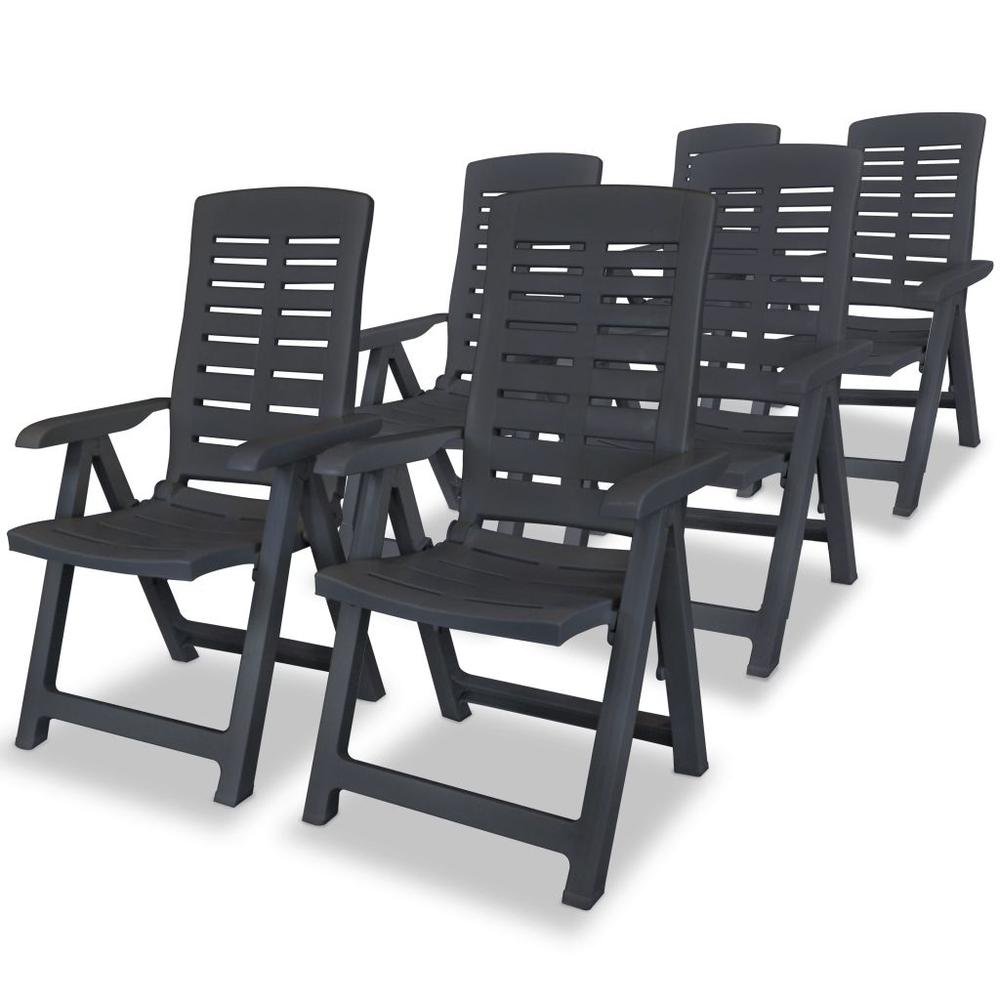 vidaXL Reclining Garden Chairs 6 pcs Plastic Anthracite, 275072. Picture 1