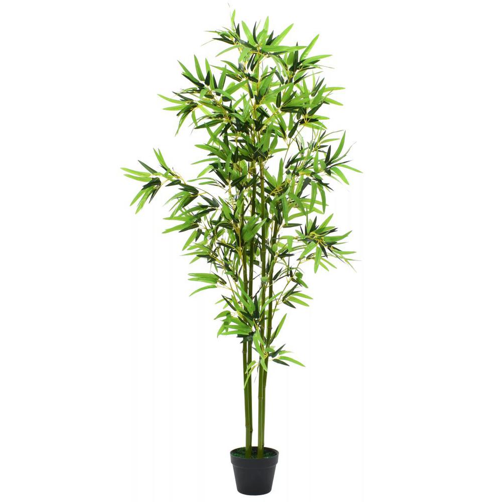 vidaXL Artificial Bamboo Plant with Pot 68.9" Green, 245943. Picture 1