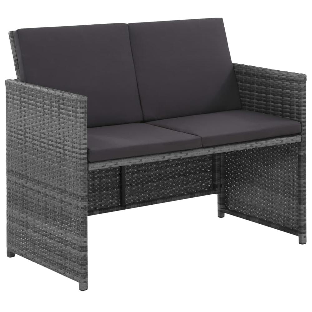 vidaXL 6 Piece Outdoor Dining Set with Cushions Poly Rattan Gray, 43905. Picture 4