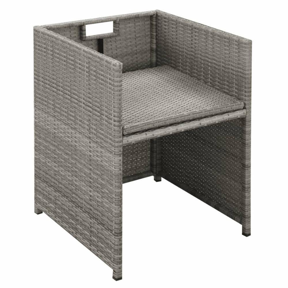 vidaXL 6 Piece Outdoor Dining Set with Cushions Poly Rattan Gray, 43905. Picture 6