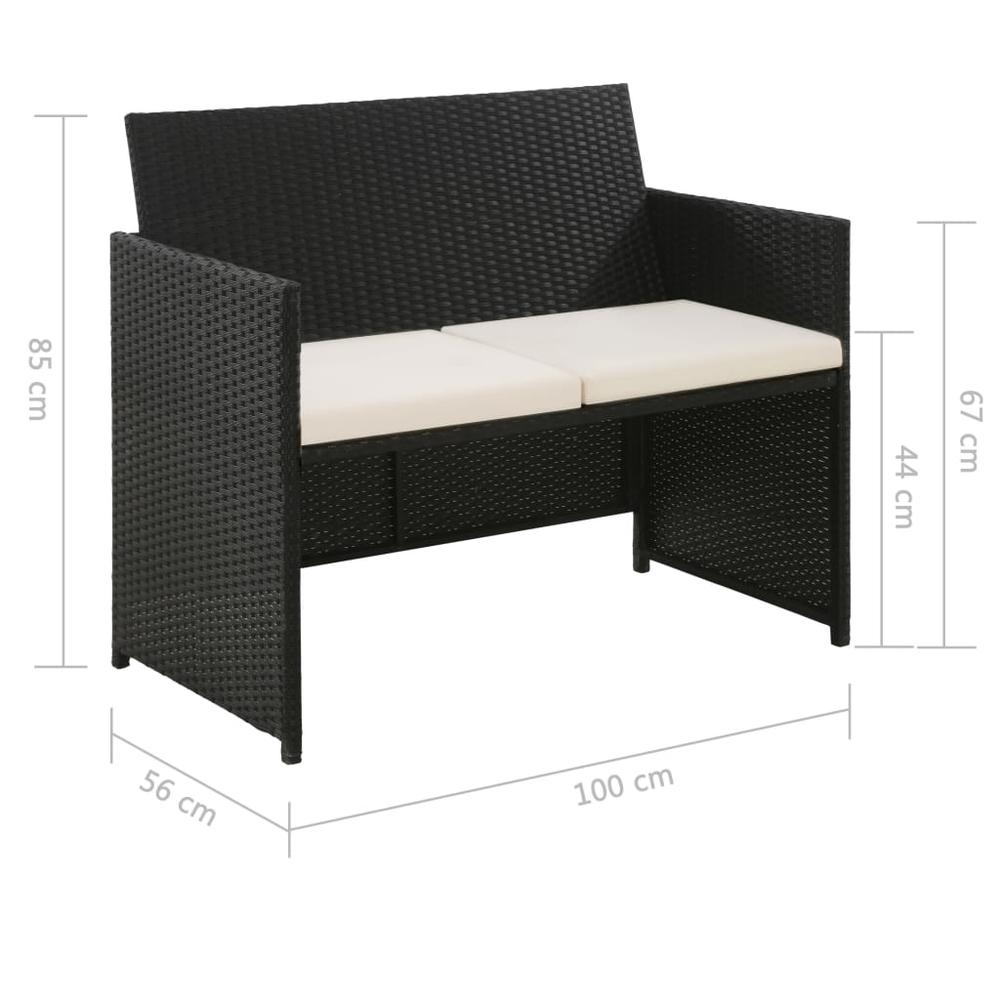 vidaXL 4 Piece Garden Lounge with Cushions Set Poly Rattan Black, 43907. Picture 6