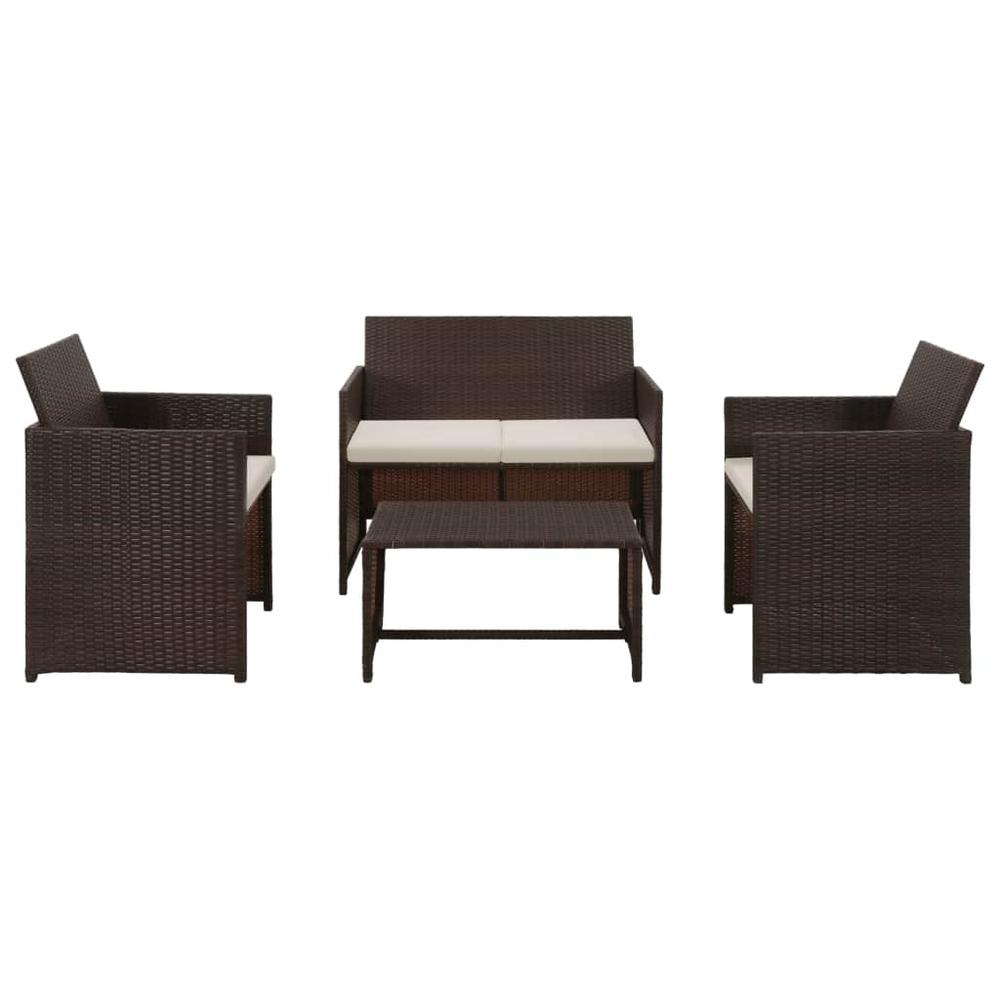 vidaXL 4 Piece Garden Lounge with Cushions Set Poly Rattan Brown, 43908. The main picture.