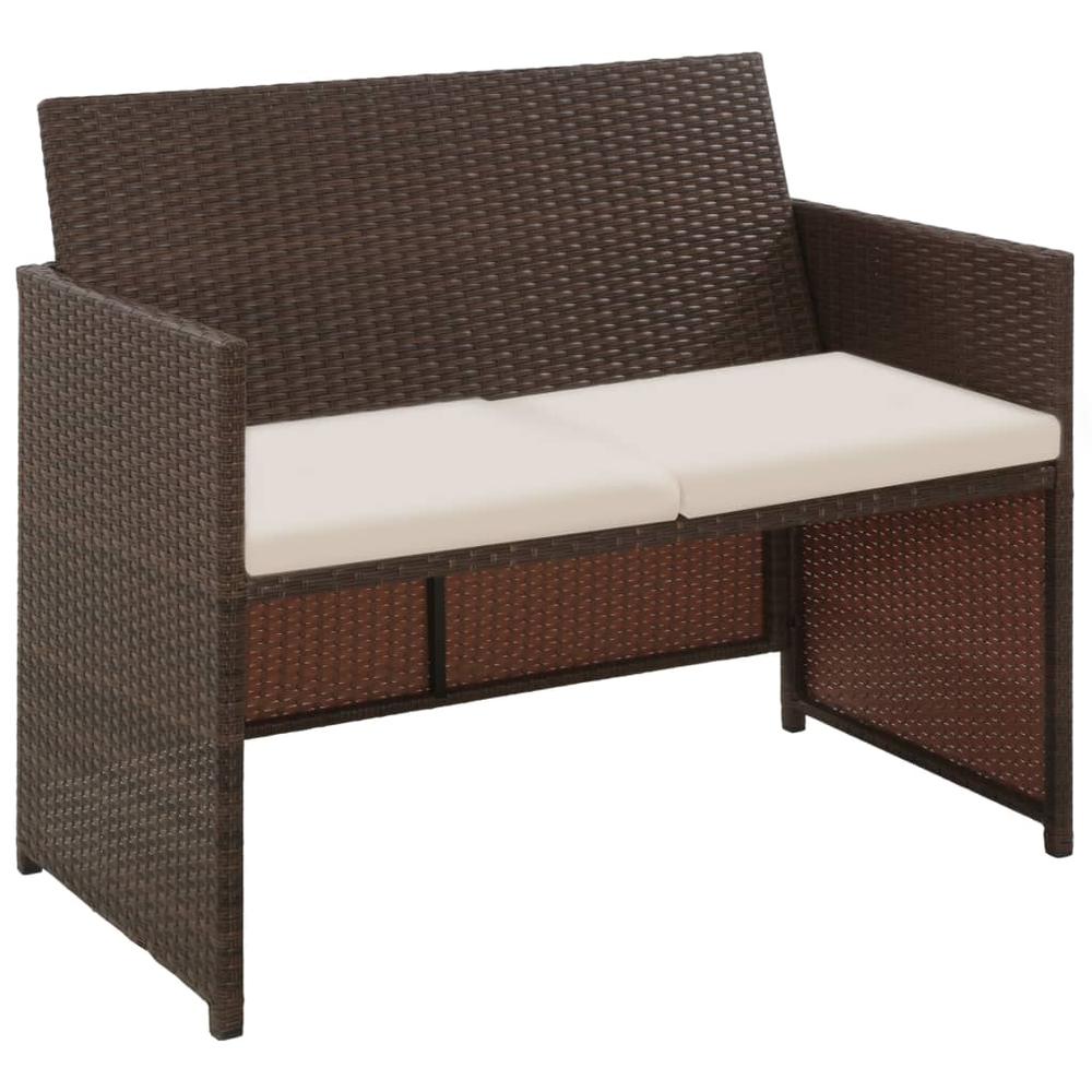 vidaXL 4 Piece Garden Lounge with Cushions Set Poly Rattan Brown, 43908. Picture 2