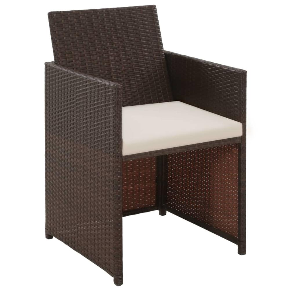 vidaXL 4 Piece Garden Lounge with Cushions Set Poly Rattan Brown, 43908. Picture 3